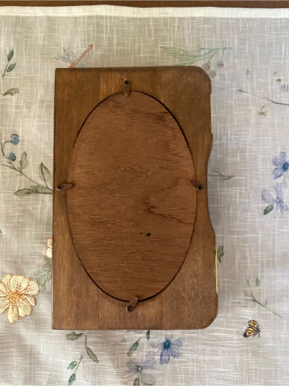 Vtg 1990 Double Oval Wooden Picture Frame - Brown Engraved New Frame